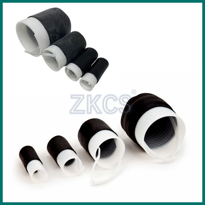 Close-ended Epdm Cold Shrink End Cap positioned over the end of a wide range of cables