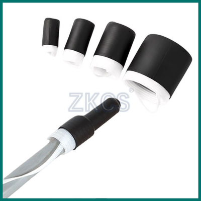 Close-ended Epdm Cold Shrink End Cap positioned over the end of a wide range of cables